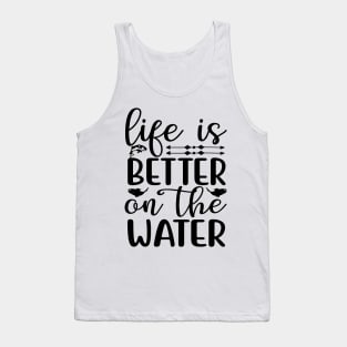 Wishing I Was Fishing - Less Talk More Fishing - Gift For Fishing Lovers, Fisherman - Black And White Simple Font Tank Top